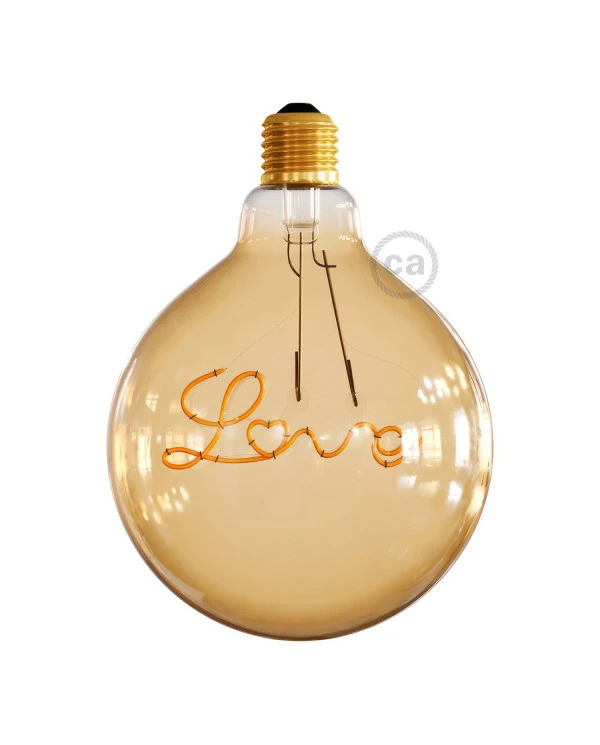 Lampadina LED Dorata per sospensione Globo G125 filamento Singolo “Love” 4,5W 250Lm E27 1800K Dimmerabile