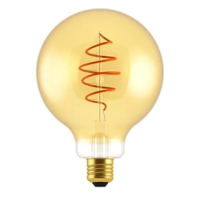 Lampadina LED Dorata Globo G125 Linea Croissant con filamento a Spirale 4,9W 400Lm E27 2200K Dimmerabile