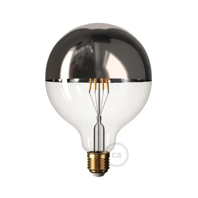 Lampadina LED Mezza Sfera Argento Globo G125 7W 750Lm E27 2700K Dimmerabile