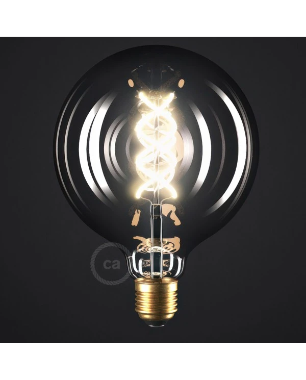 Lampadina LED Smoky Globo G125 filamento Curvo a Spirale 5W 120Lm E27 1800K Dimmerabile