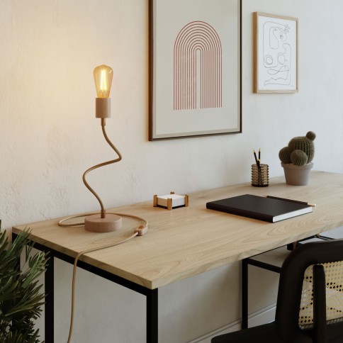 Lampada da tavolo snodabile in legno a luce diffusa - Table Flex Wood con spina a 2 poli