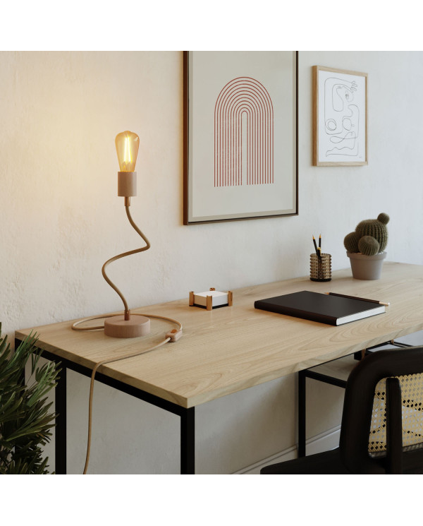 Lampada da tavolo snodabile in legno a luce diffusa - Table Flex Wood con spina a 2 poli