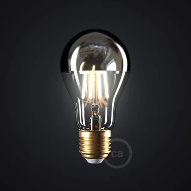 Lampadina LED Mezza Sfera Argento Goccia A60 7W 660Lm E27 2700K Dimmerabile