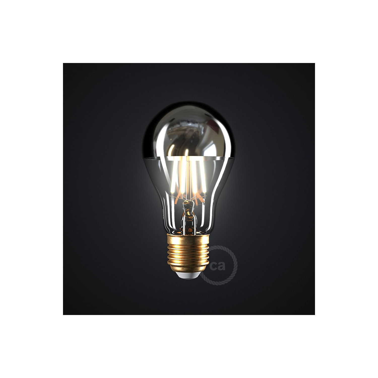 Lampadina LED Mezza Sfera Argento Goccia A60 7W 660Lm E27 2700K Dimmerabile