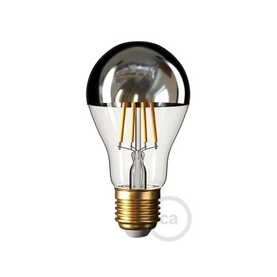 Lampadina LED Mezza Sfera Argento Goccia A60 7W 660Lm E27 2700K Dimmerabile