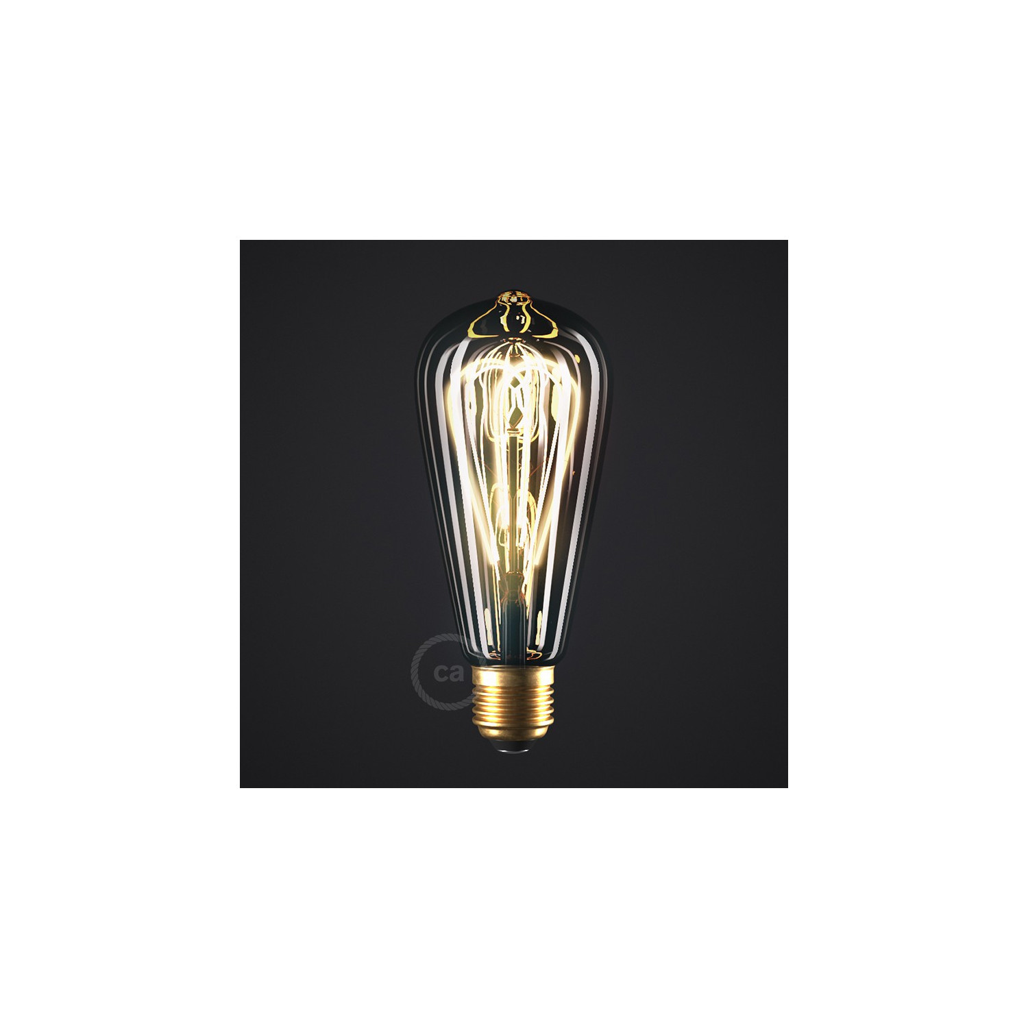 Lampadina LED Smoky Edison ST64 filamento Curvo a Doppio Loop 5W 160Lm E27 1800K Dimmerabile