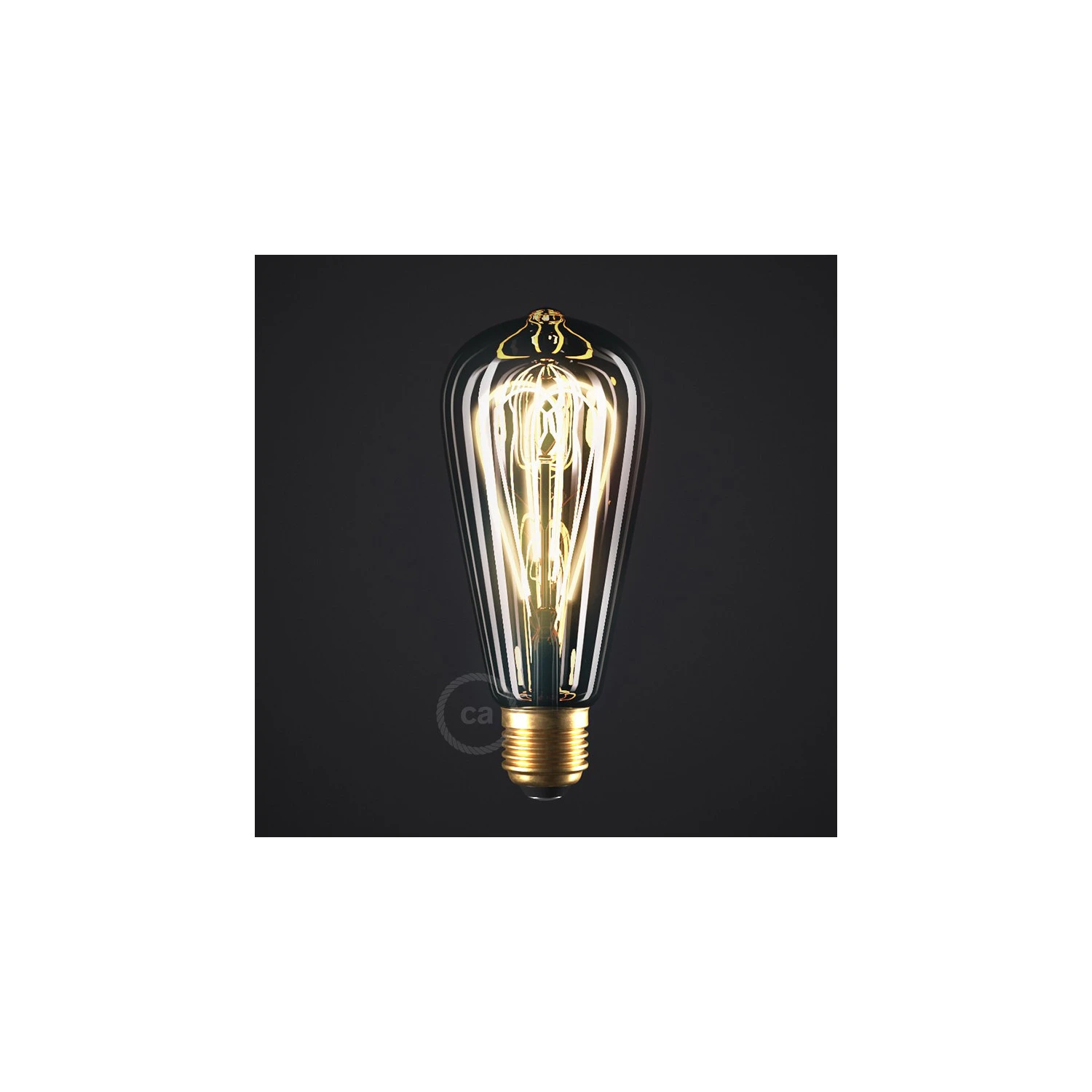 Lampadina LED Smoky Edison ST64 filamento Curvo a Doppio Loop 5W 160Lm E27 1800K Dimmerabile