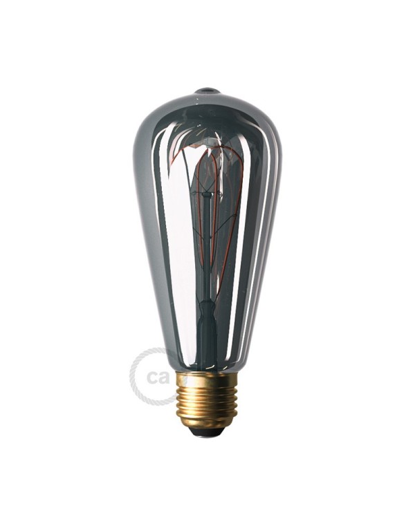Lampadina LED Smoky Edison ST64 filamento Curvo a Doppio Loop 5W 160Lm E27 1800K Dimmerabile