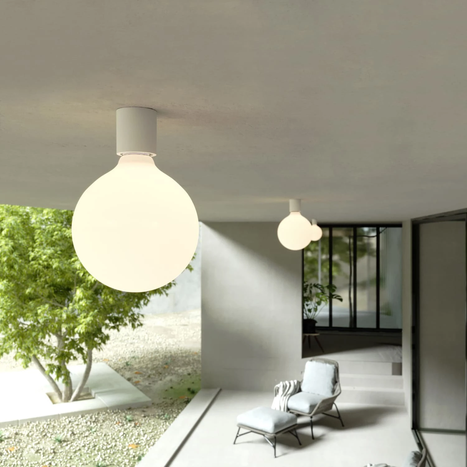 Applique con lampadina a bulbo effetto porcellana - Waterproof IP44