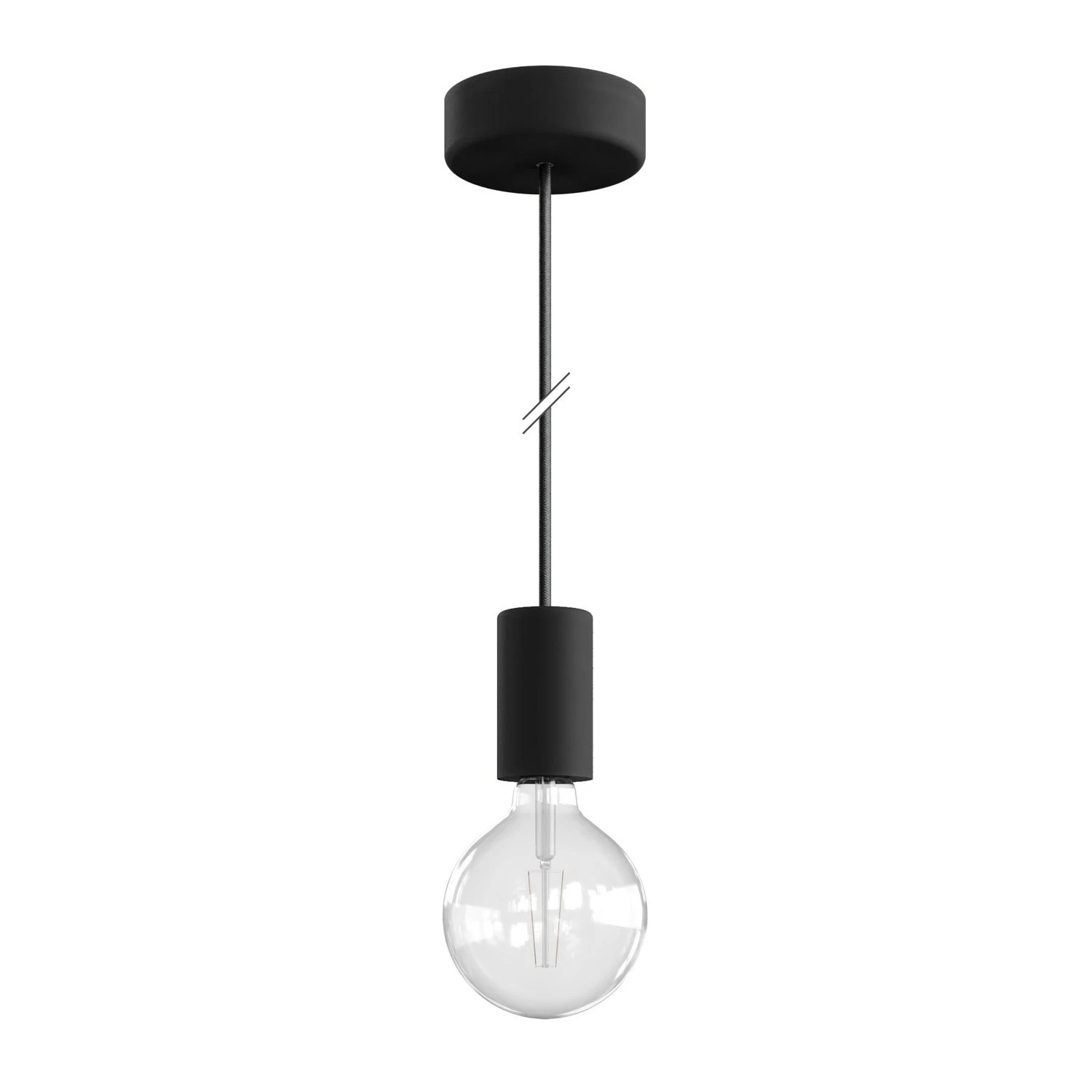 Lampada a sospensione da esterni con 1,5 m cavo tessile, rosone e portalampada in silicone IP65 waterproof - EIVA ELEGANT