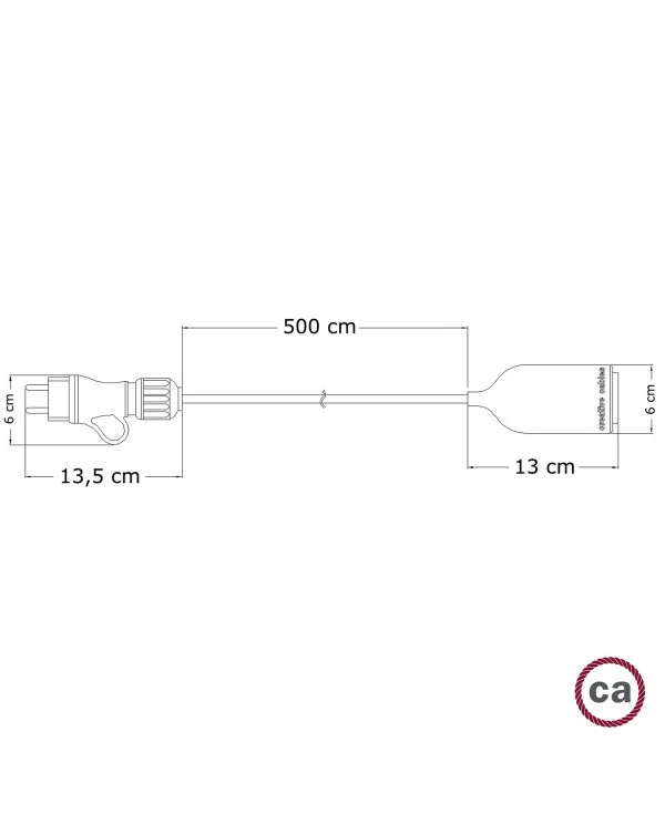 Snake Eiva Pastel, lampada portatile per esterni, 5 m cavo tessile, portalampada IP65 waterproof e spina