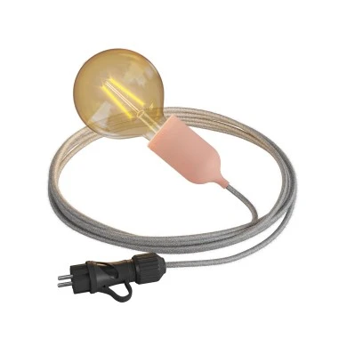 Snake Eiva Pastel, lampada portatile per esterni, 5 m cavo tessile, portalampada IP65 waterproof e spina