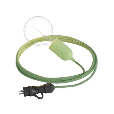 Snake Eiva Pastel, lampada portatile per esterni, 5 m cavo tessile, portalampada IP65 waterproof e spina