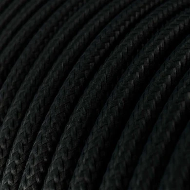 Cavo elettrico Ultra Soft in silicone rivestito in tessuto Nero Carbone lucido - RM04 rotondo 2x0,75 mm