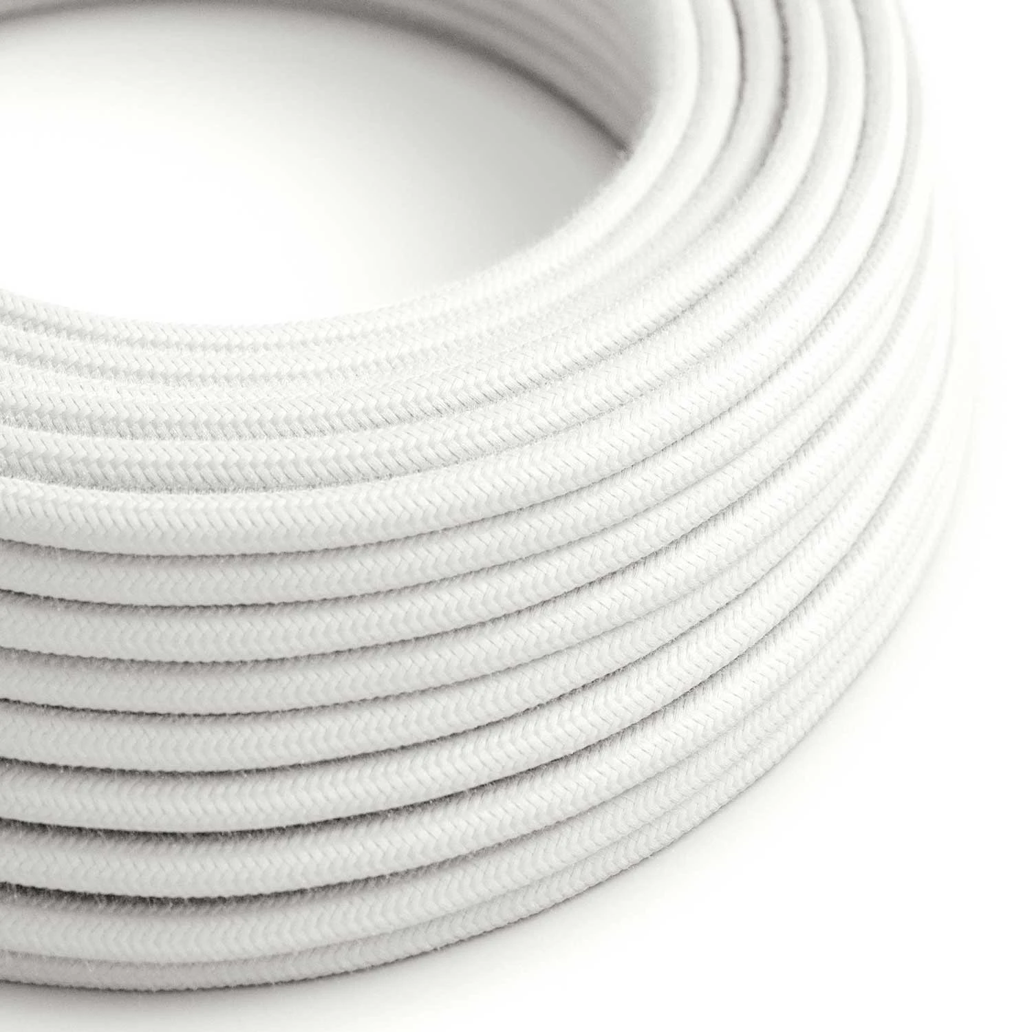 Cavo elettrico Ultra Soft in silicone rivestito in cotone Bianco Ottico - RC01 rotondo 2x0,75 mm