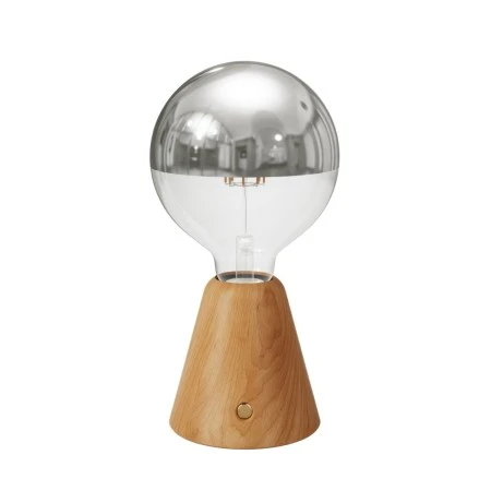 Lampada portatile ricaricabile Cabless01 con lampadina globo mezza sfera argento