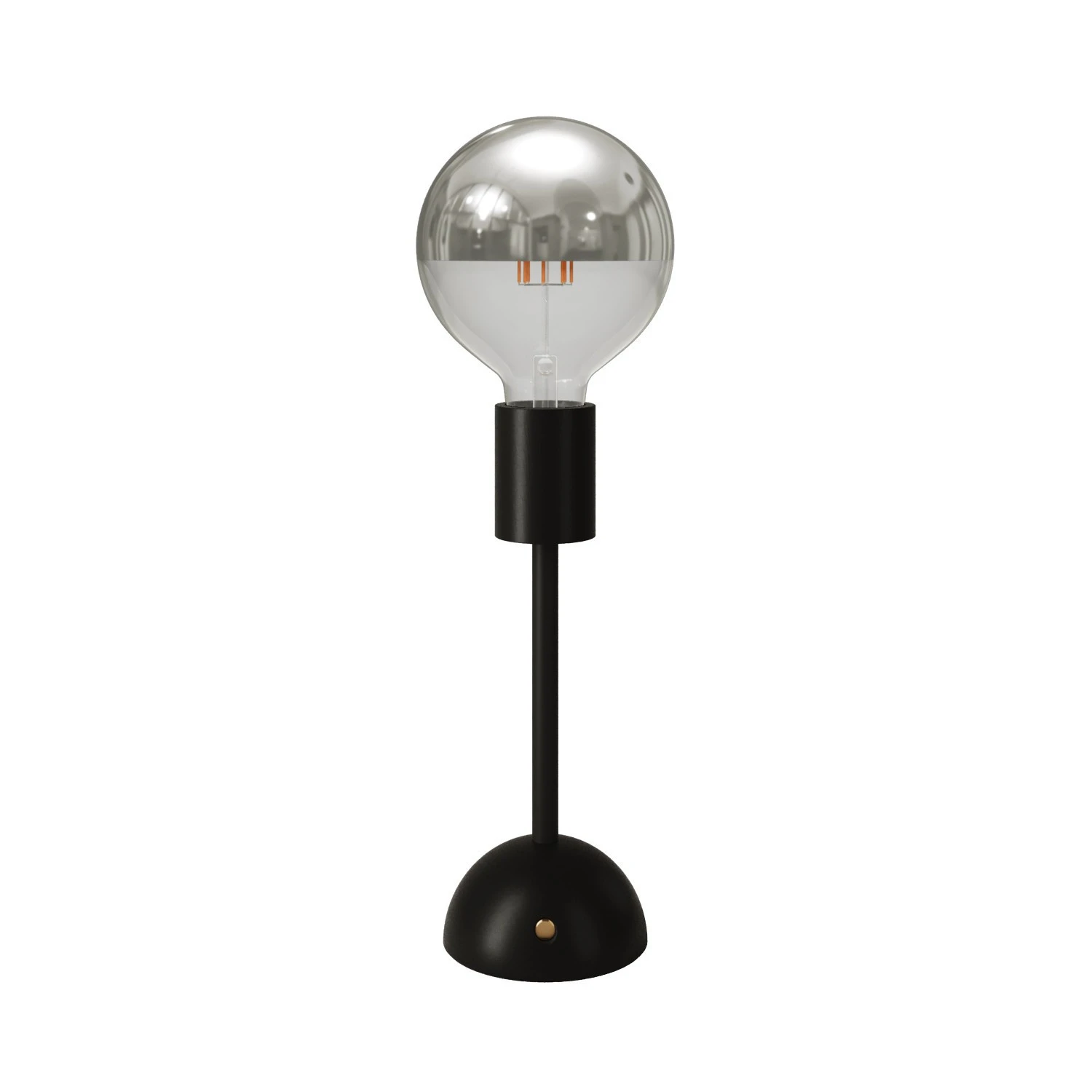 Lampada portatile e ricaricabile Cabless02 con lampadina globo mezza sfera argento