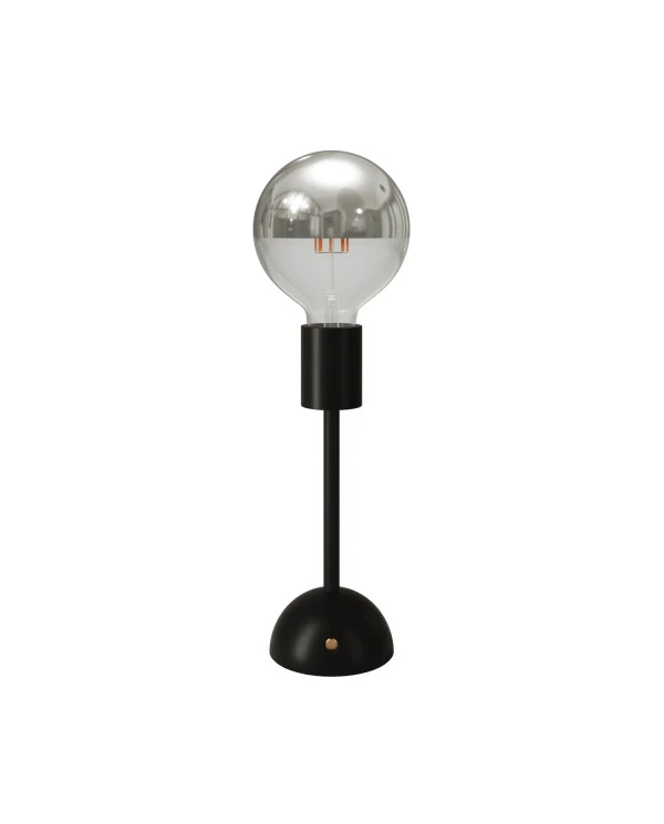 Lampada portatile e ricaricabile Cabless02 con lampadina globo mezza sfera argento