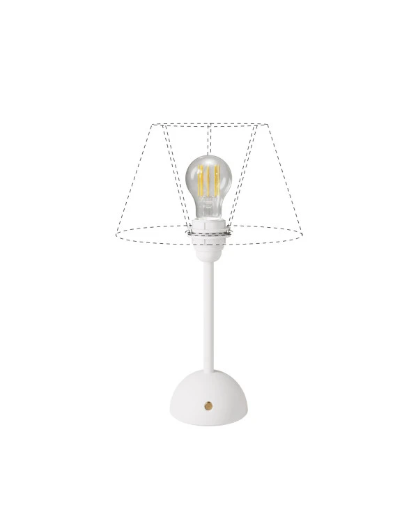 Lampada portatile e ricaricabile Cabless12 con lampadina a goccia e predisposizione per paralume