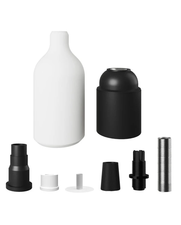 Kit portalampada E27 in silicone con serracavo nascosto