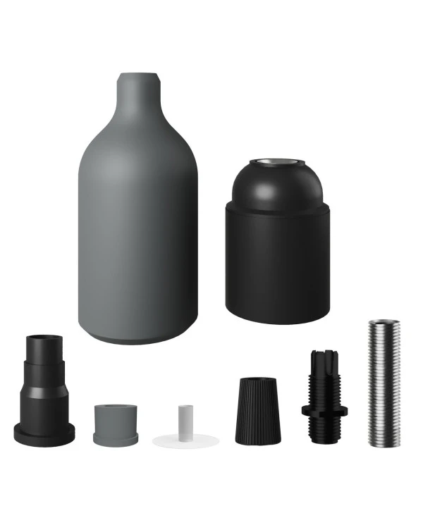 Kit portalampada E27 in silicone con serracavo nascosto