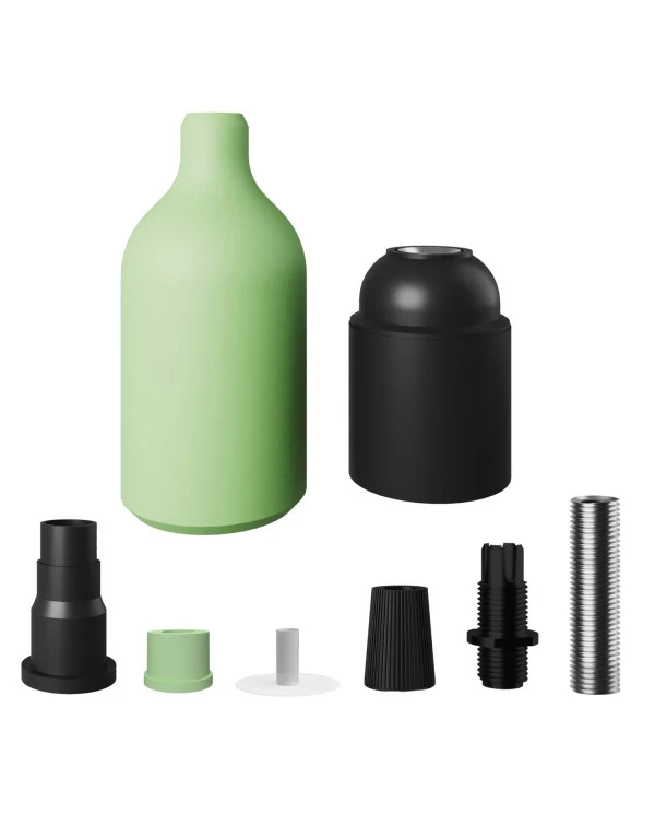 Kit portalampada E27 in silicone con serracavo nascosto