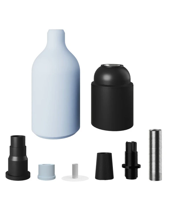 Kit portalampada E27 in silicone con serracavo nascosto