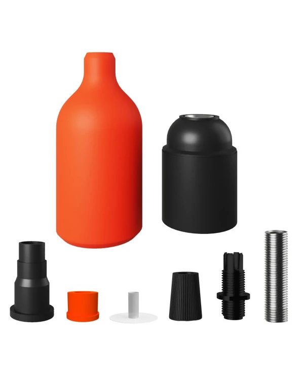 Kit portalampada E27 in silicone con serracavo nascosto