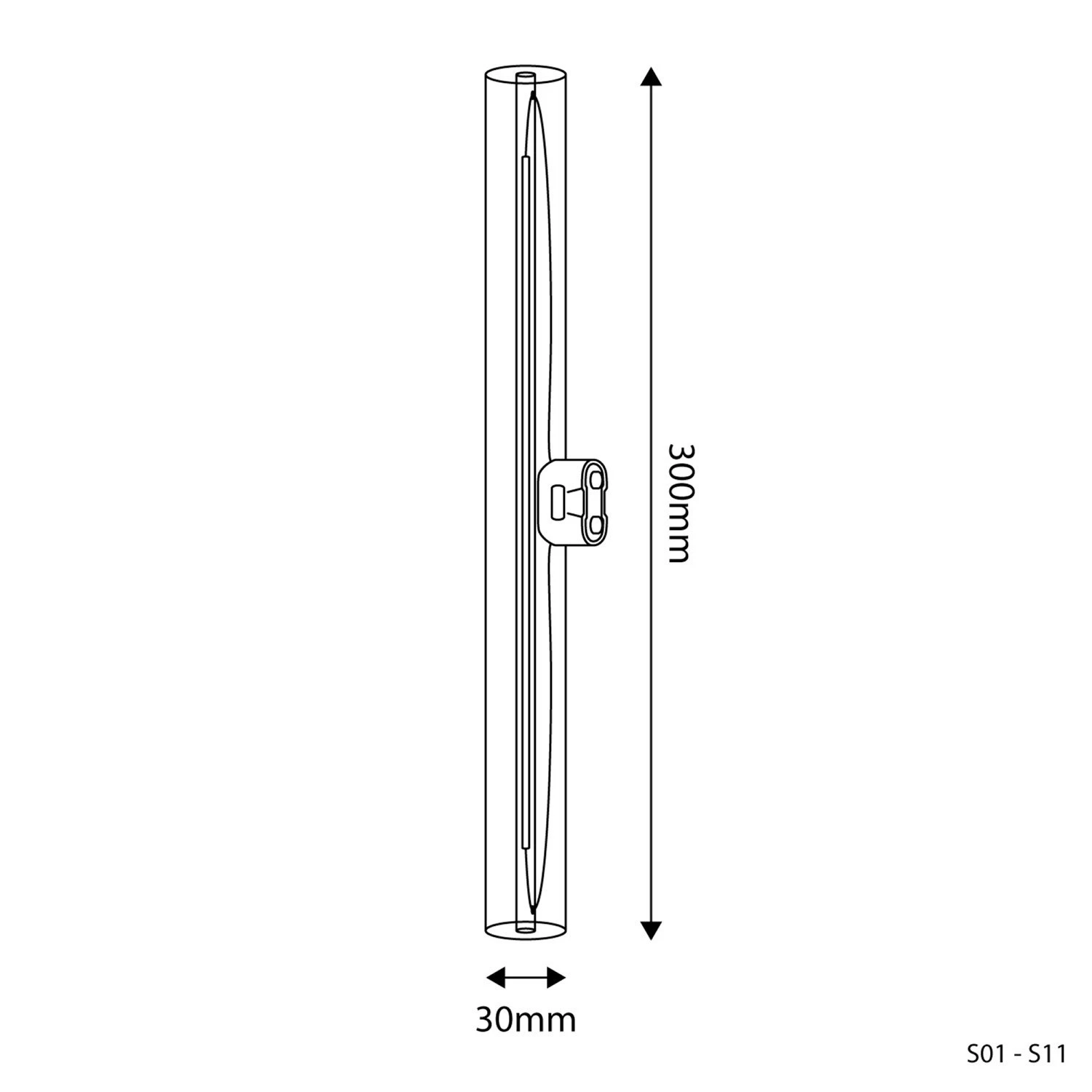 Lampadina LED a Effetto Porcellana CRI 90 Lineare S14d - lunghezza 300 mm 6W 470Lm 2700K Dimmerabile - S11