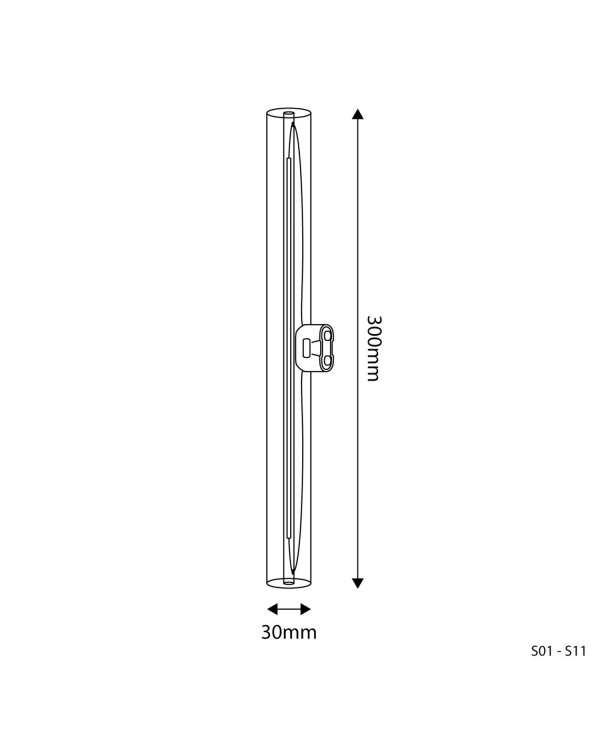 Lampadina LED a Effetto Porcellana CRI 90 Lineare S14d - lunghezza 500 mm 7W 560Lm 2700K Dimmerabile - S12