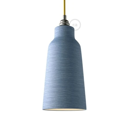 Paralume Bottiglia in ceramica, collezione Materia - Made in Italy - Avion striato - Bianco