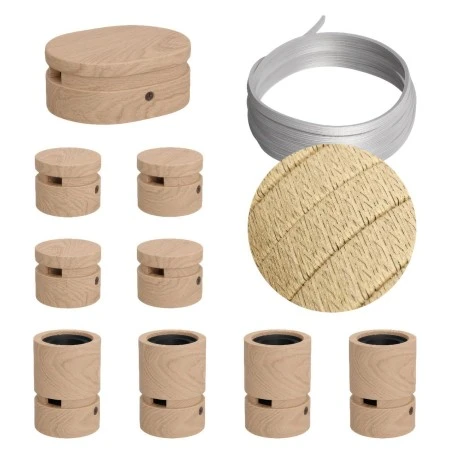 Sistema Filé Symmetric Kit - con cavo di 5 m per catenaria e 9 componenti in legno per interni - CN06