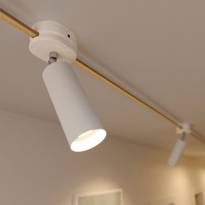 Fermaluce Filè faretto orientabile con paralume in metallo Tub-E14, lampada a parete o soffitto per Sistema Filè