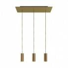 Lampada a sospensione a 3 cadute con XXL Rose-One rettangolare 675 mm completa di cavo tessile e paralume in metallo Tub-E14