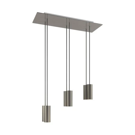 Lampada a sospensione a 6 cadute con XXL Rose-One rettangolare 675 mm  completa di cavo tessile e paralume in metallo Tub-E14 - Dibond Acciaio satinato