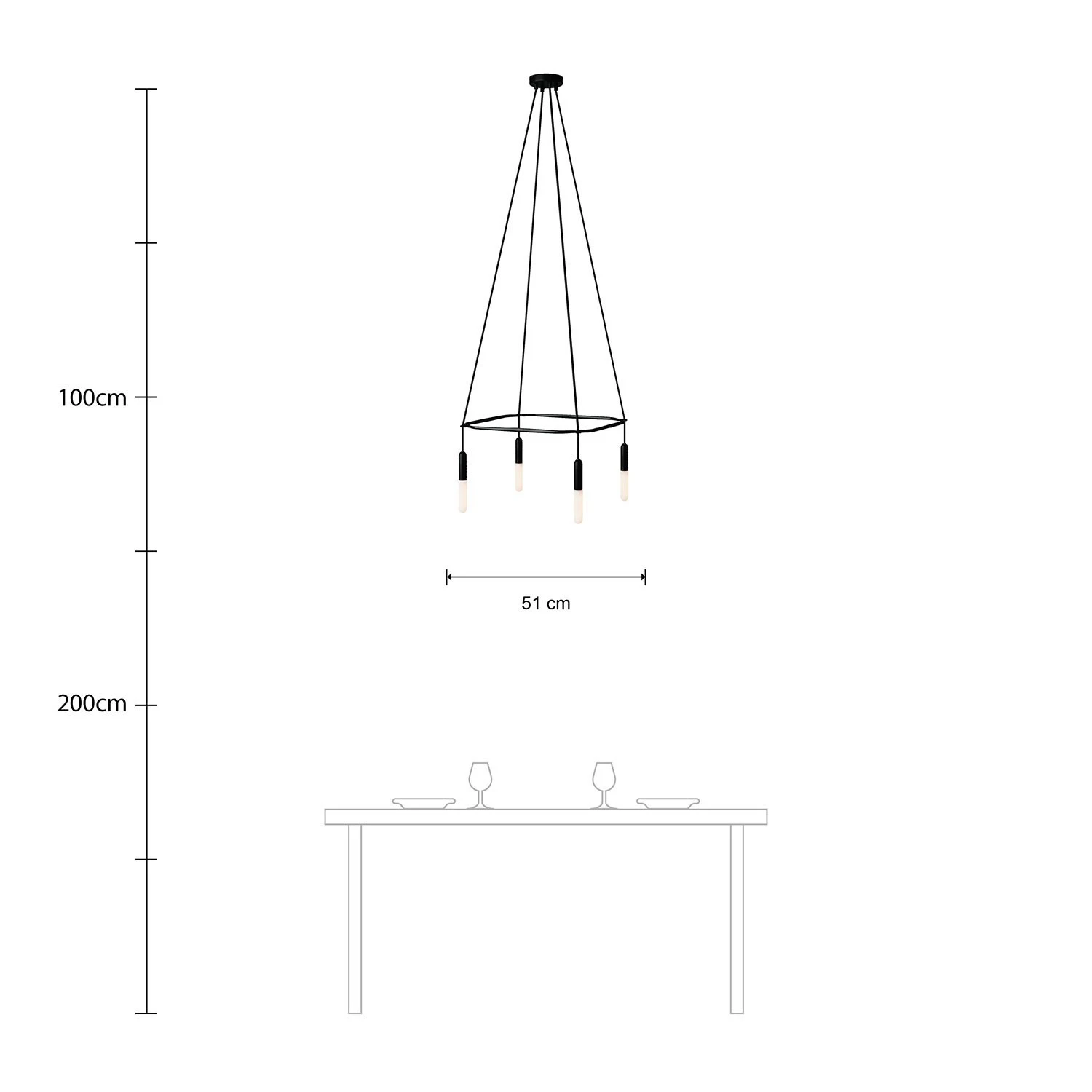Lampadario Cage a 4 cadute P-Light