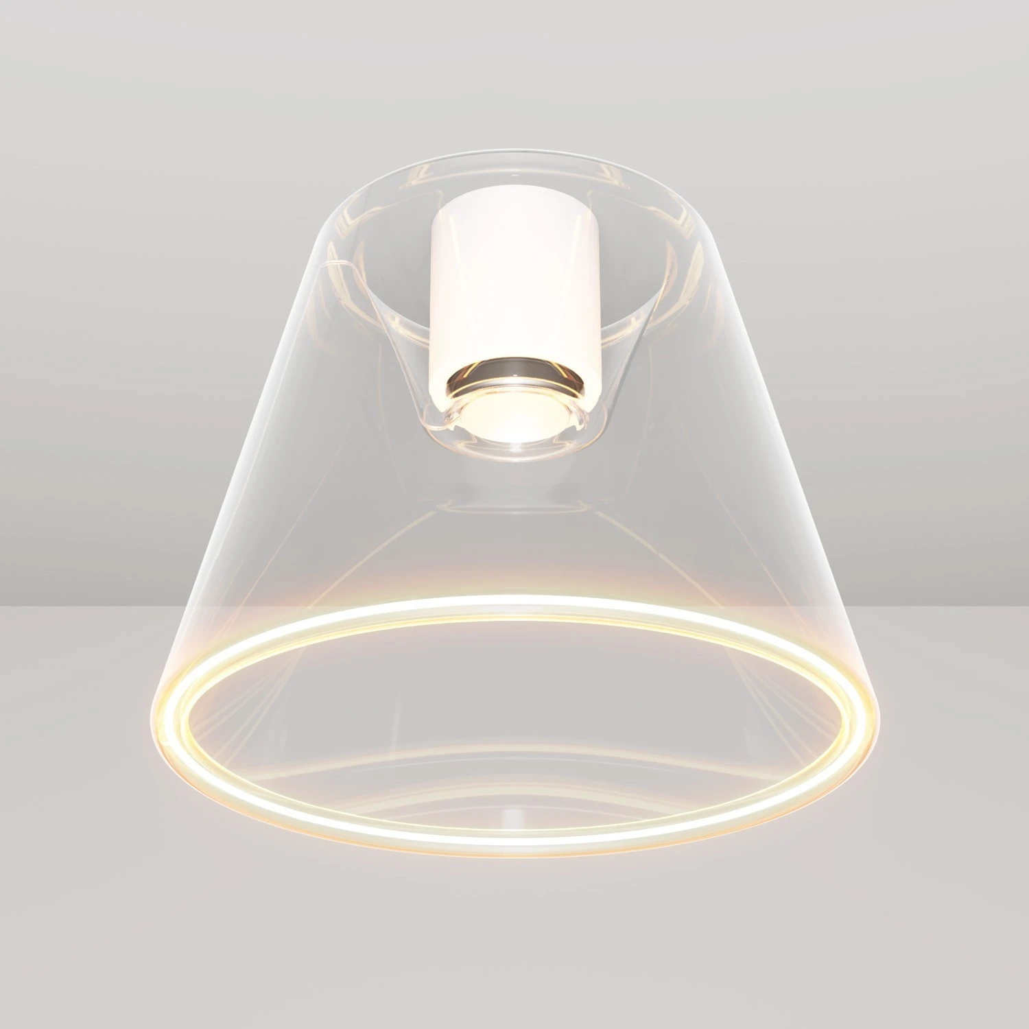 Plafoniera design con lampadina Ghost a cono trasparente