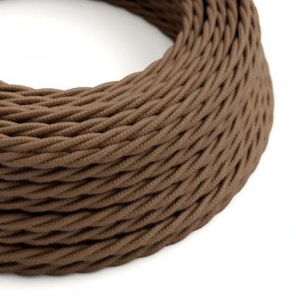 Cavo elettrico trecciato in cotone Marrone Espresso - L'Originale Creative Cables, per valorizzare i tuoi lampadari - TC13