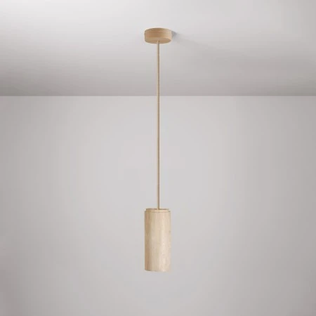 Lampada a sospensione con paralume in legno per faretto Tub-E27 - Neutro