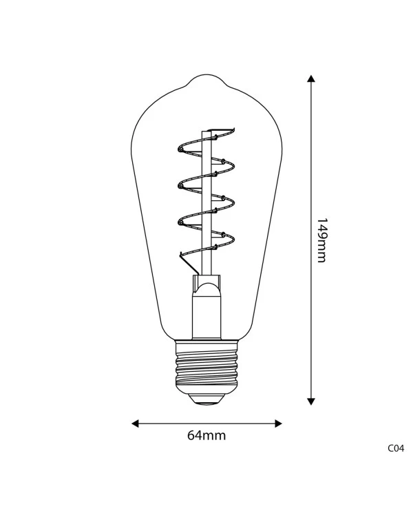 Lampadina LED Dorata Carbon Line filamento a spirale Edison ST64 4W 250Lm E27 1800K Dimmerabile - C04