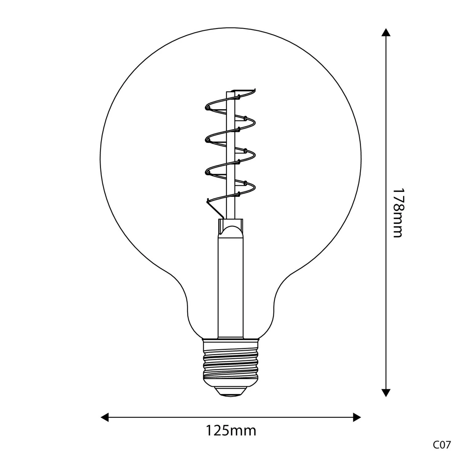 Lampadina LED Dorata Carbon Line filamento a spirale Globo G125 4W 250Lm E27 1800K Dimmerabile - C07