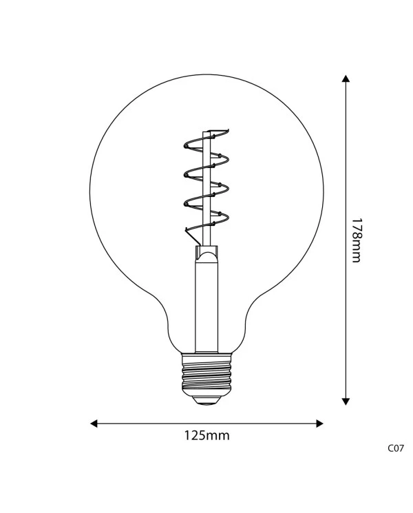 Lampadina LED Dorata Carbon Line filamento a spirale Globo G125 4W 250Lm E27 1800K Dimmerabile - C07