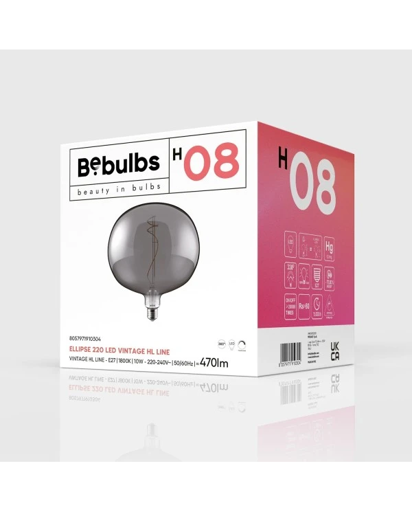 Lampadina LED Smoky Ellipse 220 10W 470Lm E27 1800K Dimmerabile - H08