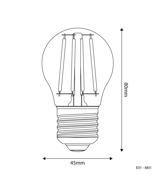 Lampadina LED Trasparente Mini Globo G45 4W 470Lm E27 2700K - E01