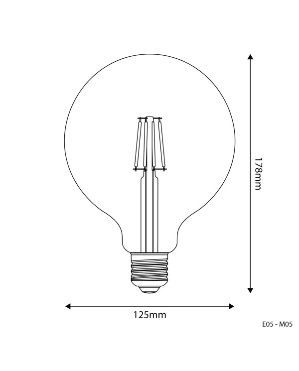 Lampadina LED Trasparente Globo G125 4W 470Lm E27 2700K - E05