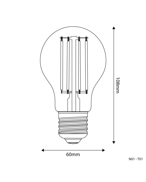 Lampadina LED Trasparente Goccia A60 7W 806Lm E27 3500K Dimmerabile - N01