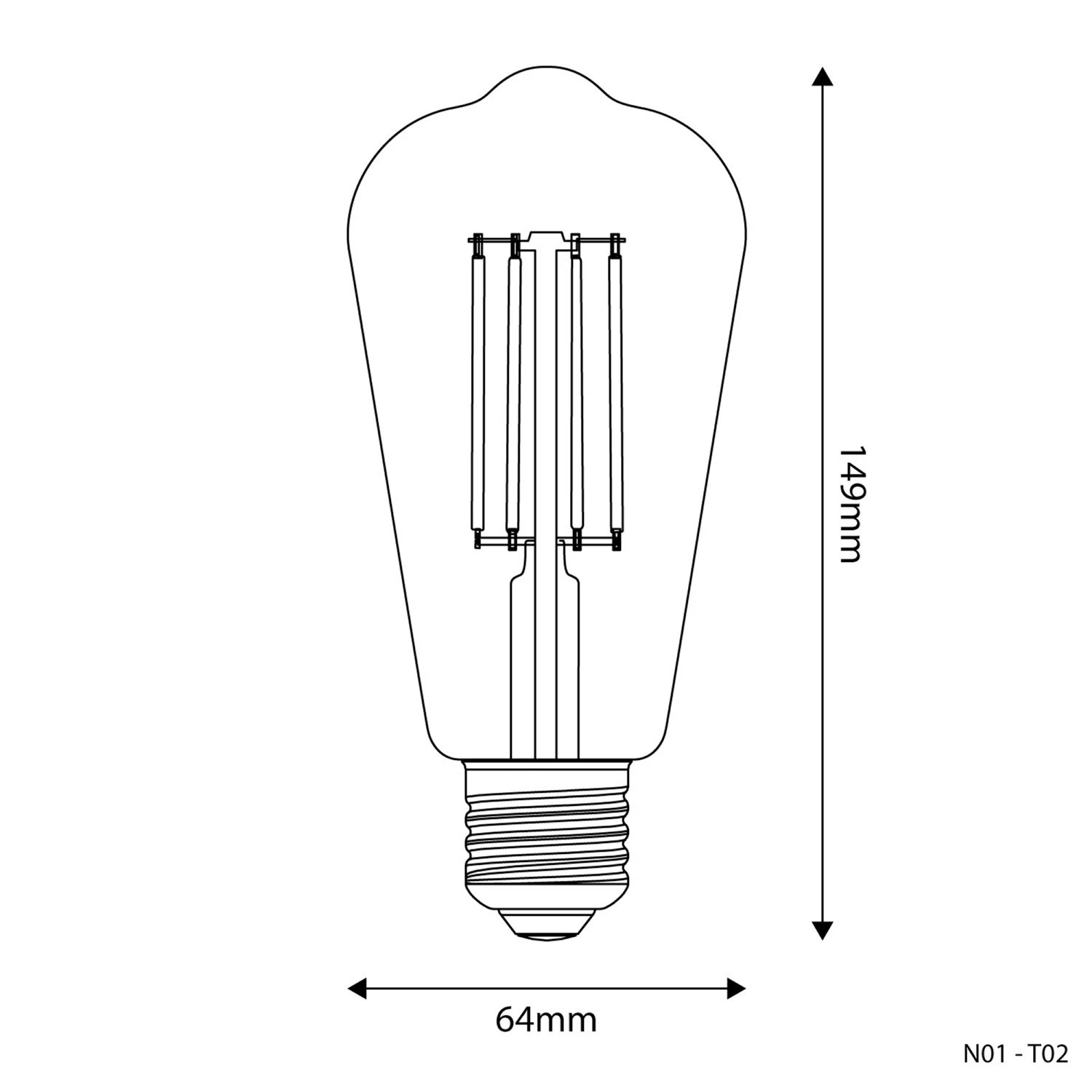 Lampadina LED Trasparente Edison ST64 7W 806Lm E27 3500K Dimmerabile - N02