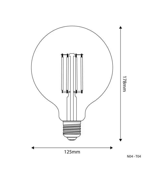 Lampadina LED Trasparente Globo G125 7W 806Lm E27 3500K Dimmerabile - N04