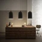 Lampada a sospensione Made in Italy completa di cavo tessile e paralume Campana XL in ceramica