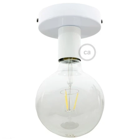 Fermaluce Metal, il punto luce in metallo a parete o soffitto - Bianco lucido